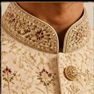 Embroidered sherwani with dupatta